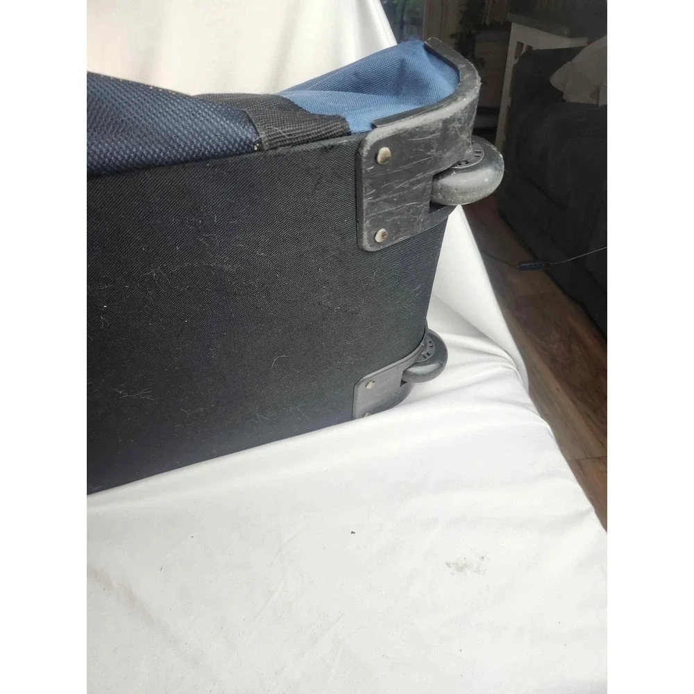 Eddie Bauer Rolling Duffel Bag Navy Blue Large Travel Luggage Canvas Wheels 26in